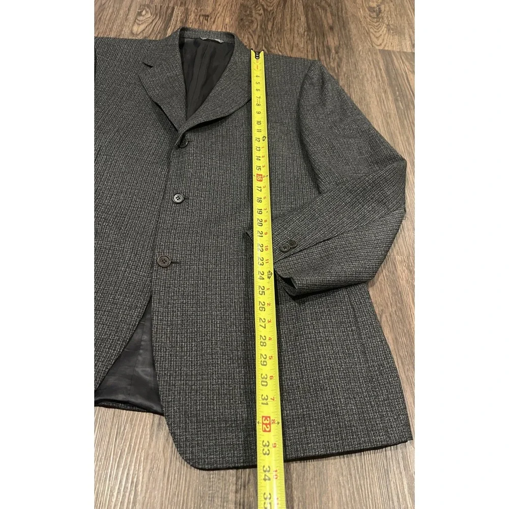 Canali Mens Wool Blazer Size 56LEU Gray Plaid Check Career Made In Italy READ